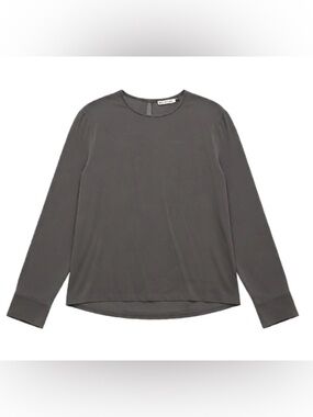 Max Mara Grey Long Sleeve Silk Top